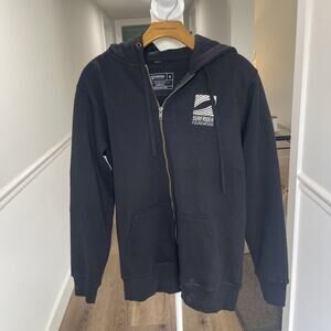 Surfrider Foundation Hoodie Sz S Black Zip Up Organic Cotton Sweatshirt Logo NEW